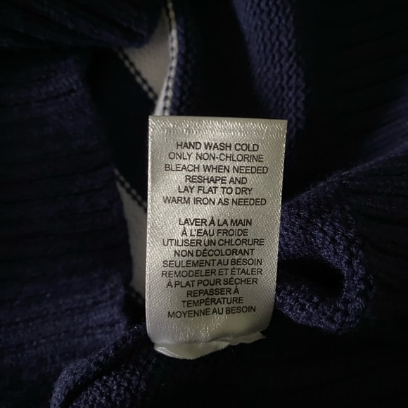 Truth by Republic Long Sleeve Mock Neck Navy White Stripes Sweater NWT Size L - Picture 4 of 6